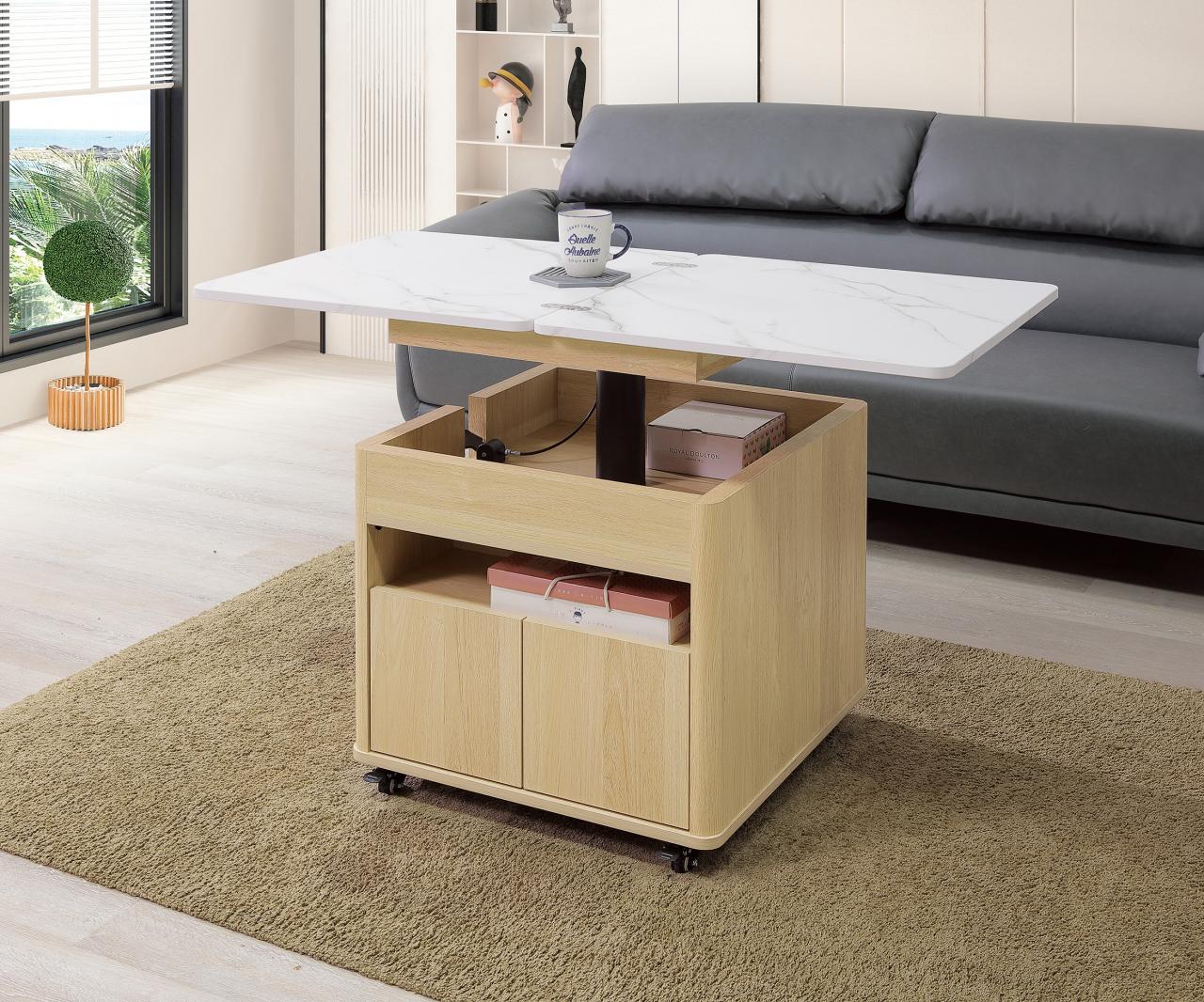 萊特2尺無段升降移動茶几