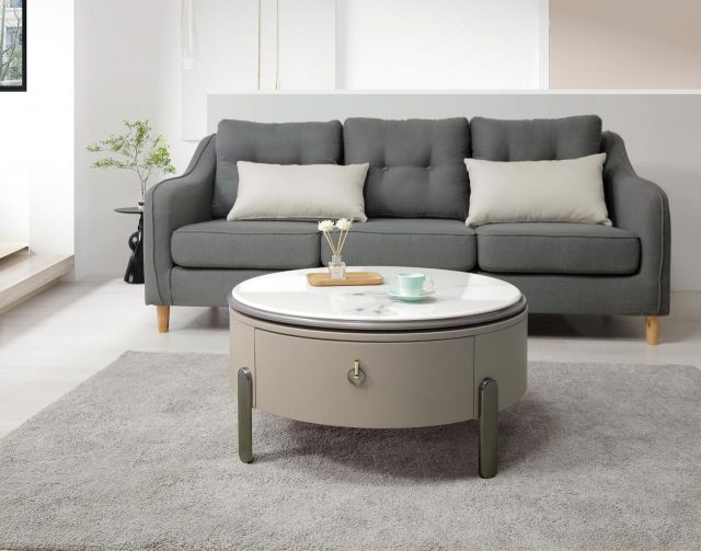 法蘭石面旋轉升降茶几