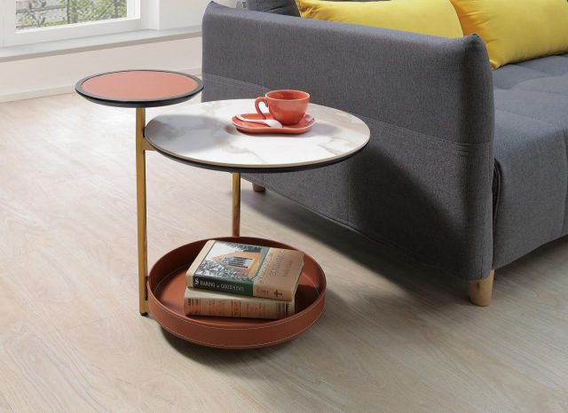 維德爾馬鞍皮岩板小茶几